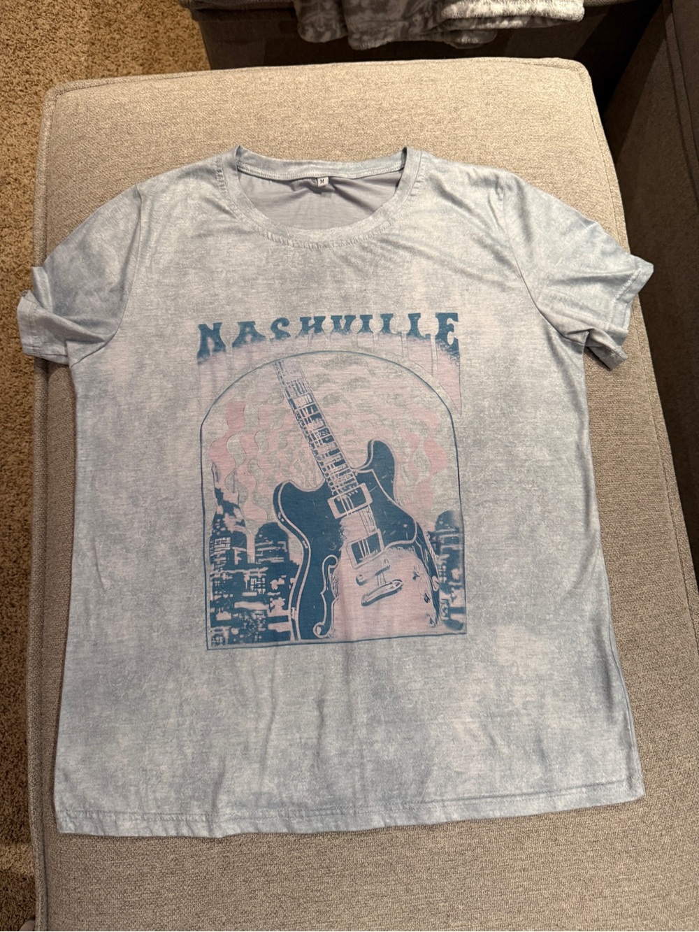 Nashville Guitar Graphic Short Sleeve Tee — Light Blue